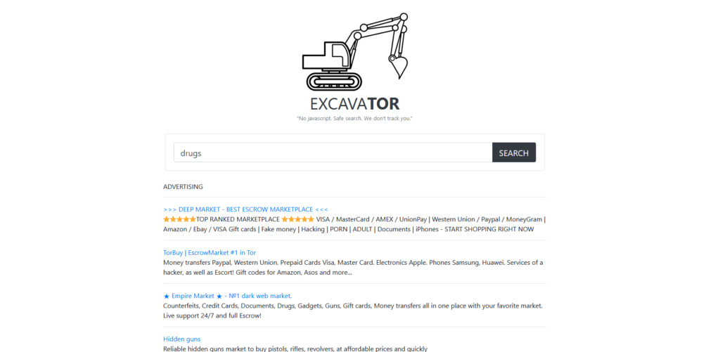 Excavator Search Engine Link - oniondotindex