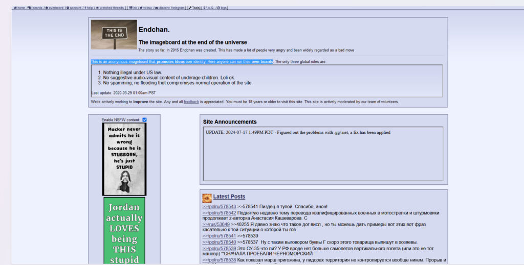Endchan: Secure and Anonymous Forum