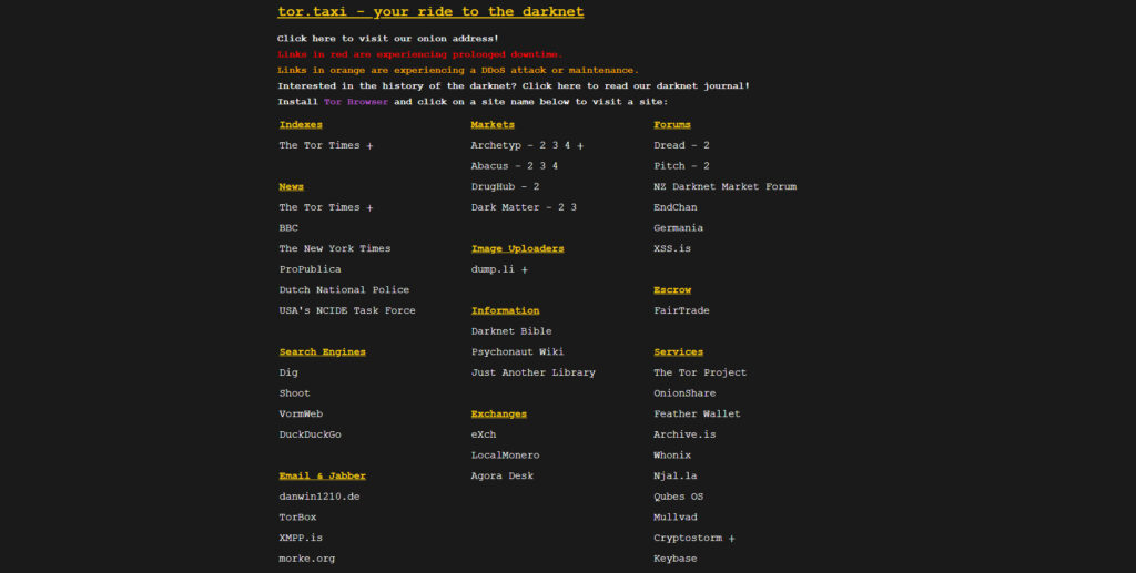 tor.taxi Link Directory